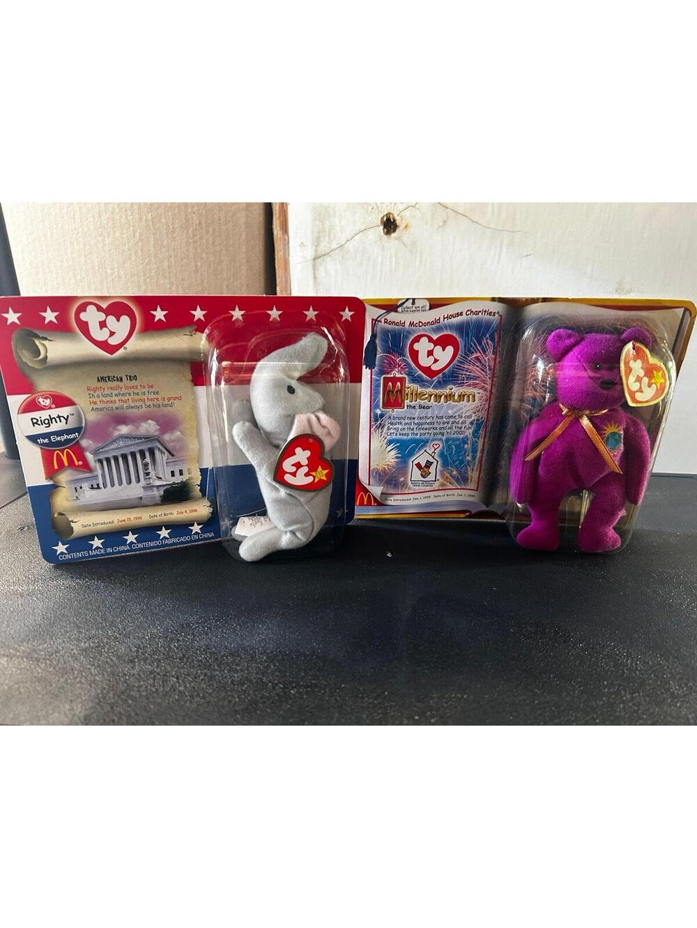Ty Millennium The Bear Beanie & American Trio